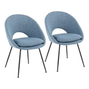 LumiSource Metro Chair, Set of 2, Black Steel/Blue Noise Fabric - CH-METROBKBU2