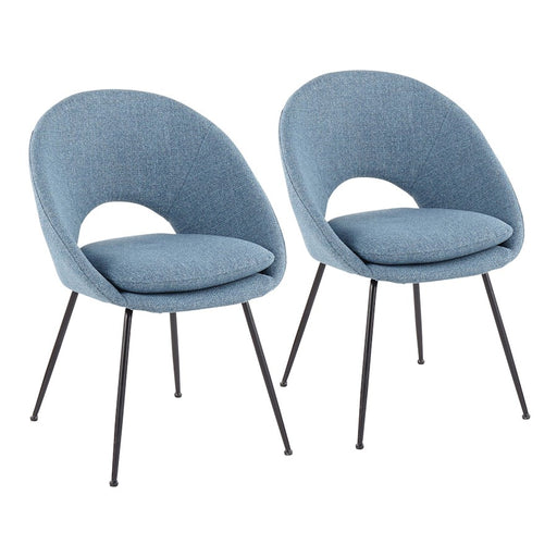 LumiSource Metro Chair, Set of 2, Black Steel/Blue Noise Fabric - CH-METROBKBU2