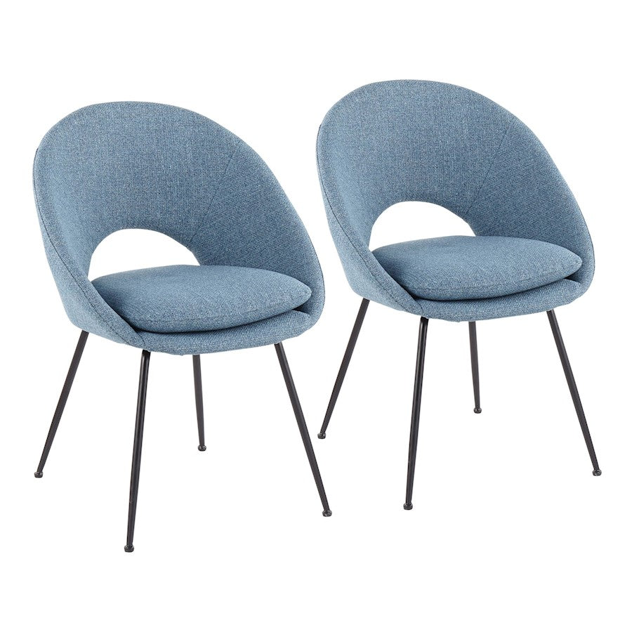 LumiSource Metro Chair, Set of 2, Black Steel/Blue Noise Fabric - CH-METROBKBU2