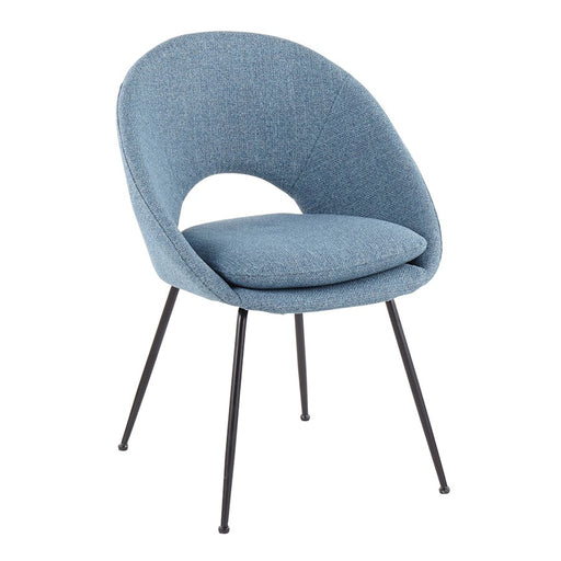 LumiSource Metro Chair, Set of 2, Black Steel/Blue Noise Fabric