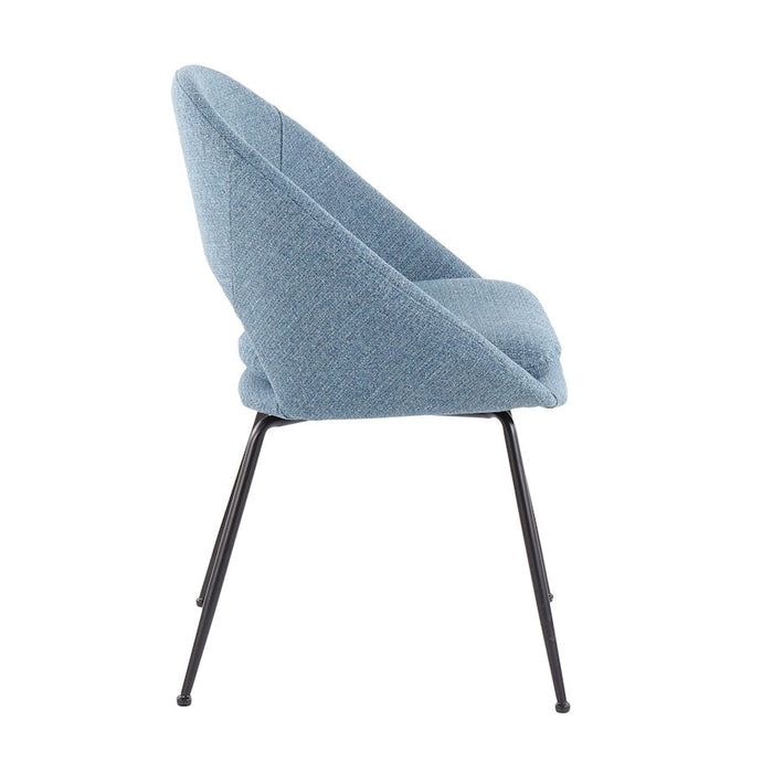 LumiSource Metro Chair, Set of 2, Black Steel/Blue Noise Fabric