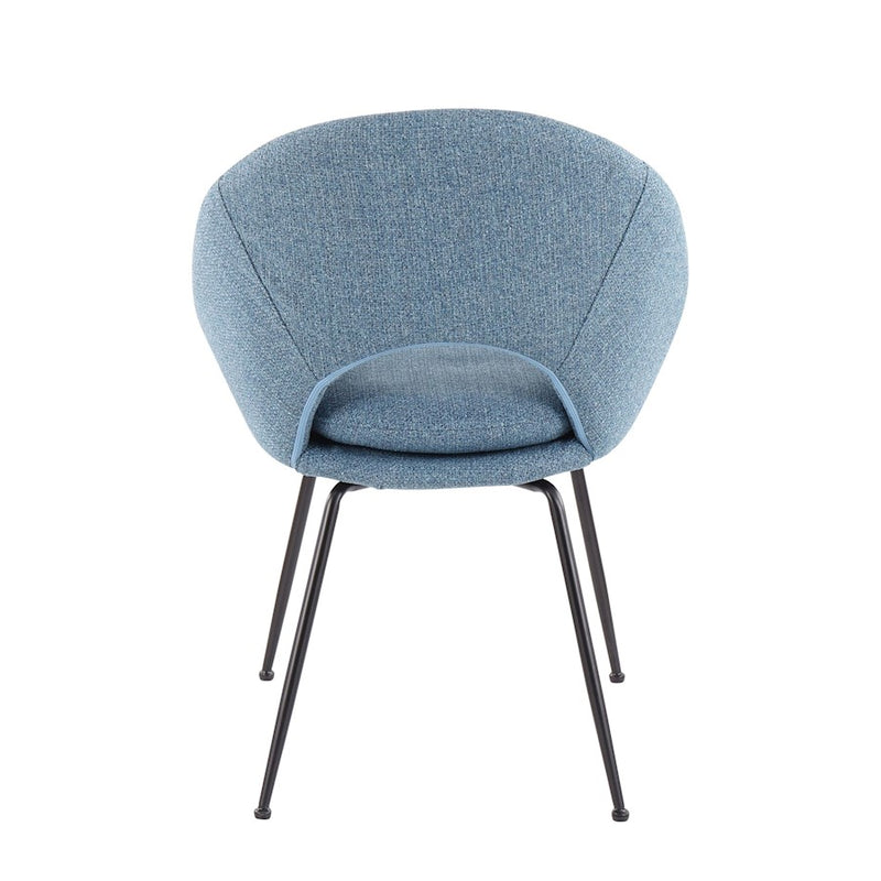 LumiSource Metro Chair, Set of 2, Black Steel/Blue Noise Fabric