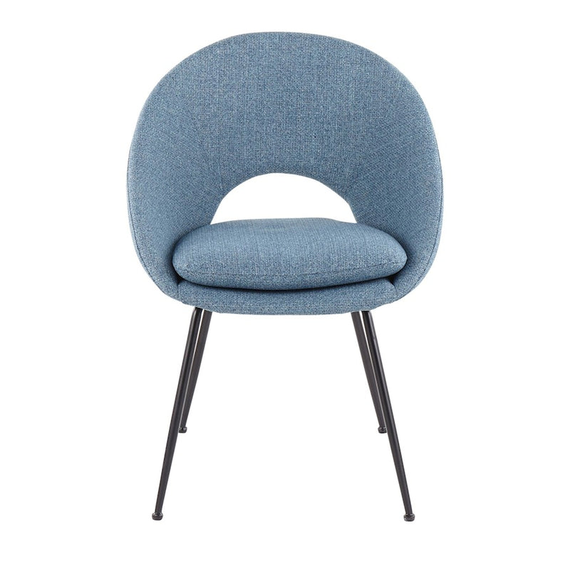 LumiSource Metro Chair, Set of 2, Black Steel/Blue Noise Fabric