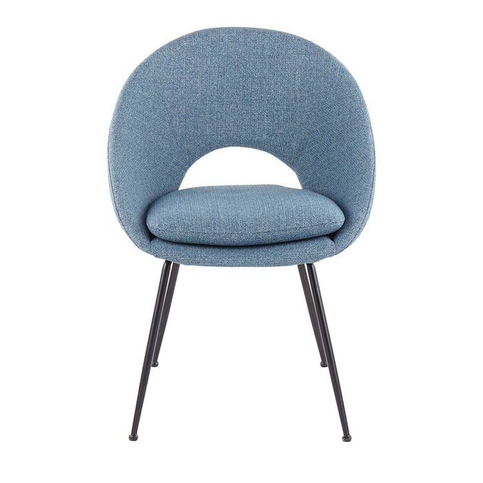 LumiSource Metro Chair, Set of 2, Black Steel/Blue Noise Fabric