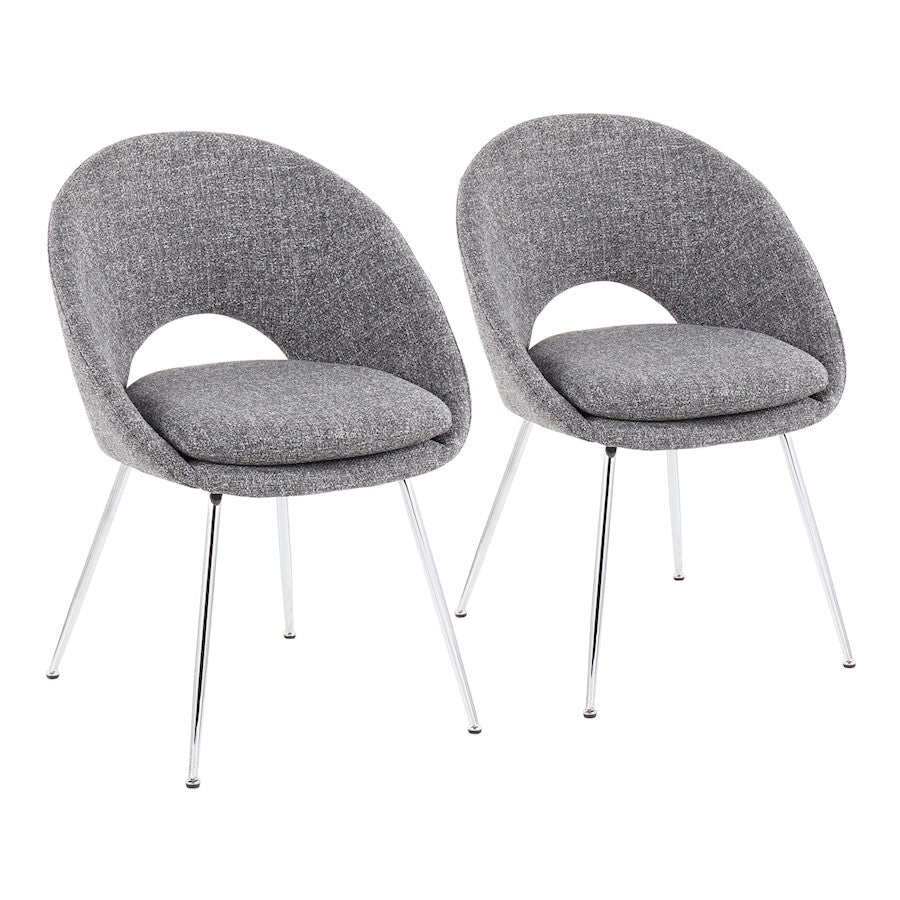 LumiSource Metro Chair, Set of 2 in Chrome/Grey Noise Fabric - CH-METROGY2