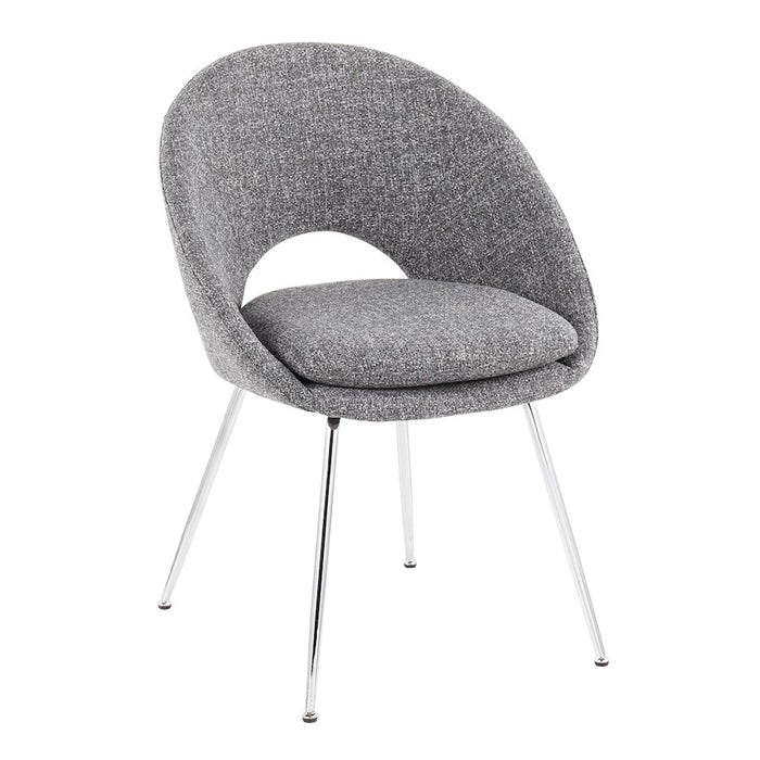 LumiSource Metro Chair, Set of 2 in Chrome/Grey Noise Fabric