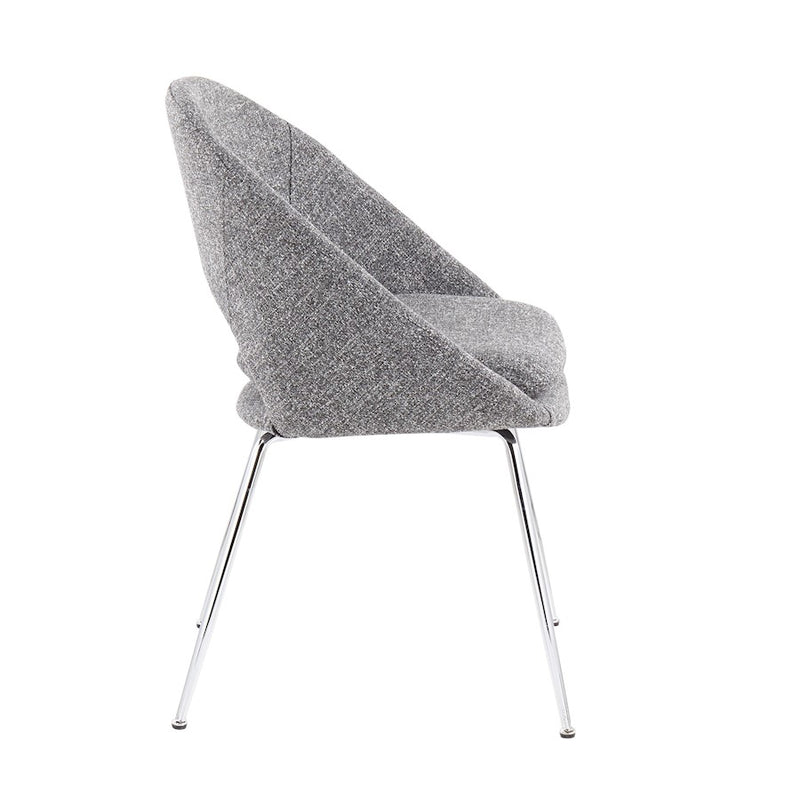 LumiSource Metro Chair, Set of 2 in Chrome/Grey Noise Fabric