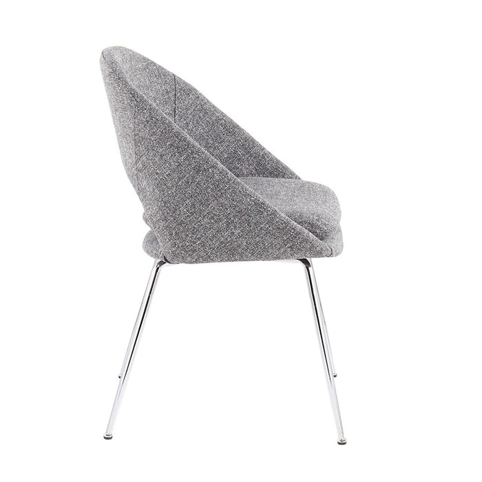 LumiSource Metro Chair, Set of 2 in Chrome/Grey Noise Fabric