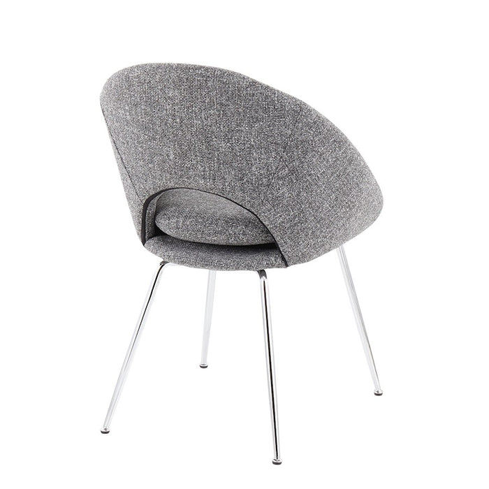 LumiSource Metro Chair, Set of 2 in Chrome/Grey Noise Fabric