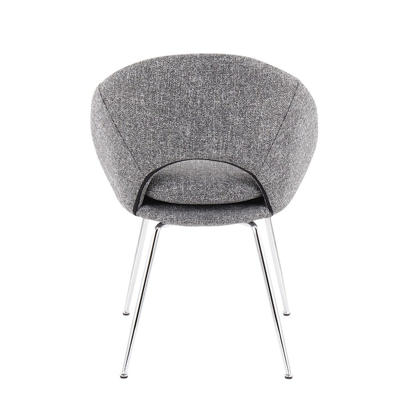 LumiSource Metro Chair, Set of 2 in Chrome/Grey Noise Fabric