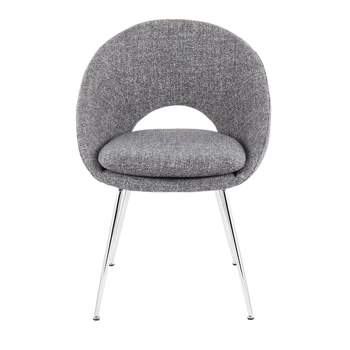 LumiSource Metro Chair, Set of 2 in Chrome/Grey Noise Fabric