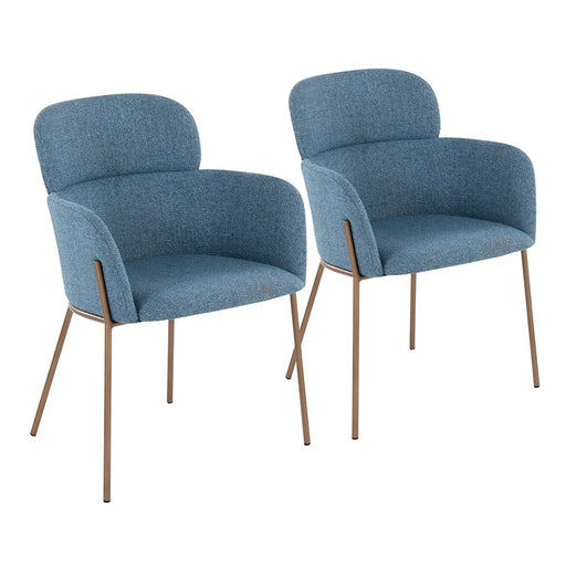 LumiSource Milan Chair, Set of 2, Antique Brass/Blue Noise - CH-MILANABNBU2