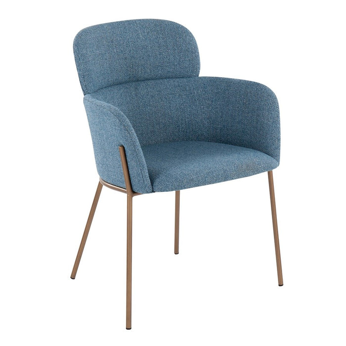 LumiSource Milan Chair, Set of 2, Antique Brass/Blue Noise