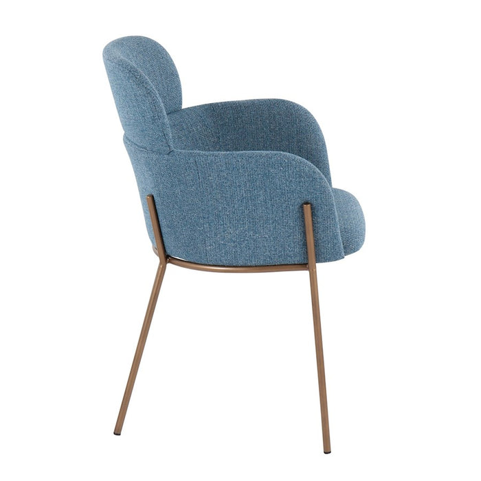 LumiSource Milan Chair, Set of 2, Antique Brass/Blue Noise