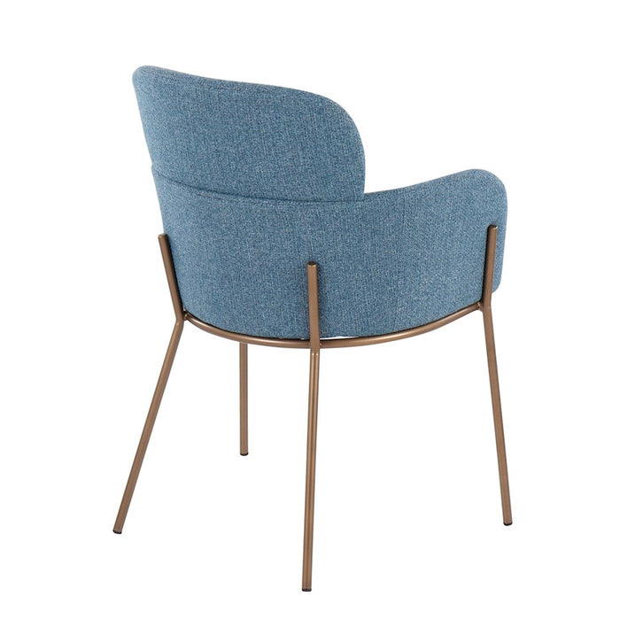 LumiSource Milan Chair, Set of 2, Antique Brass/Blue Noise