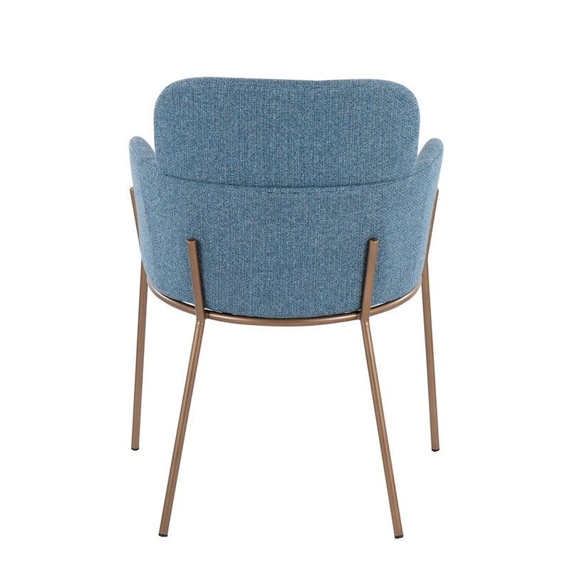 LumiSource Milan Chair, Set of 2, Antique Brass/Blue Noise