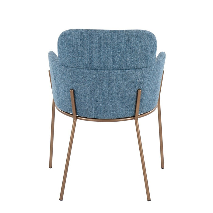 LumiSource Milan Chair, Set of 2, Antique Brass/Blue Noise