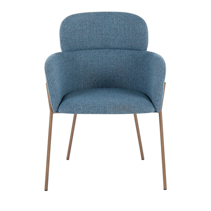 LumiSource Milan Chair, Set of 2, Antique Brass/Blue Noise