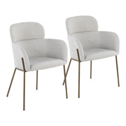 LumiSource Milan Chair, Set of 2, Antique Brass/Grey Noise - CH-MILANABNLGY2