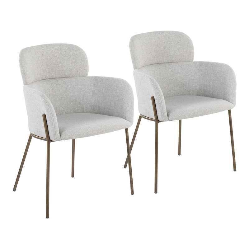 LumiSource Milan Chair, Set of 2, Antique Brass/Grey Noise - CH-MILANABNLGY2