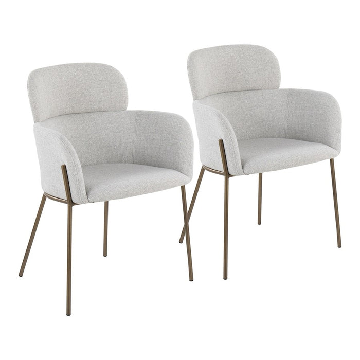 LumiSource Milan Chair, Set of 2, Antique Brass/Grey Noise - CH-MILANABNLGY2