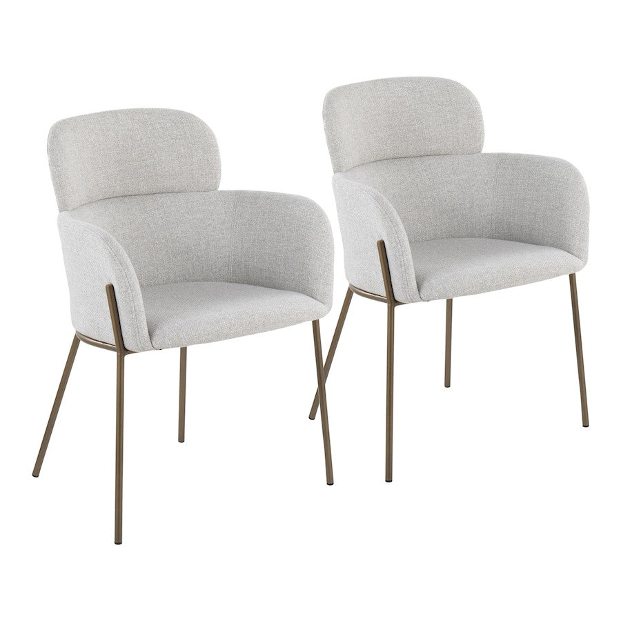 LumiSource Milan Chair, Set of 2, Antique Brass/Grey Noise - CH-MILANABNLGY2