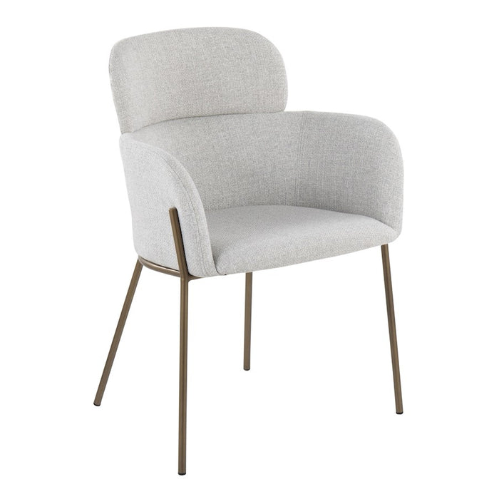 LumiSource Milan Chair, Set of 2, Antique Brass/Grey Noise