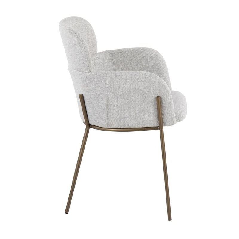 LumiSource Milan Chair, Set of 2, Antique Brass/Grey Noise