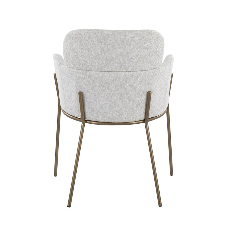 LumiSource Milan Chair, Set of 2, Antique Brass/Grey Noise