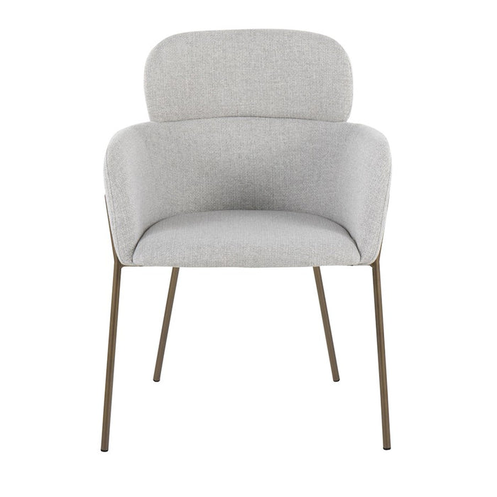 LumiSource Milan Chair, Set of 2, Antique Brass/Grey Noise