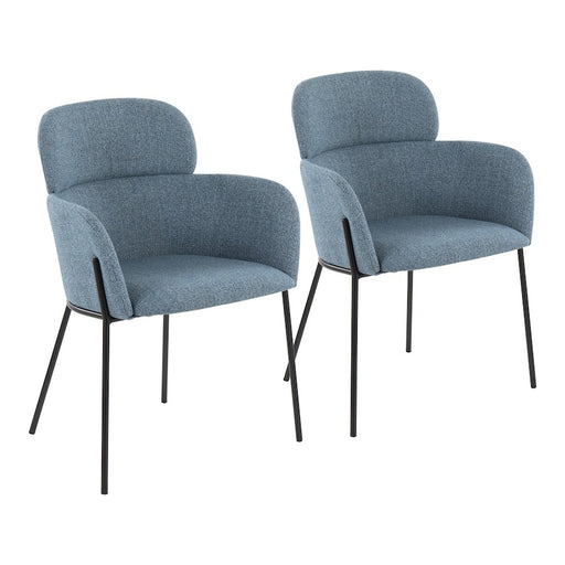LumiSource Milan Chair, Set of 2, Black Metal/Blue Noise Fabric - CH-MILANBKNBU2