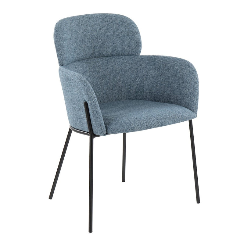 LumiSource Milan Chair, Set of 2, Black Metal/Blue Noise Fabric