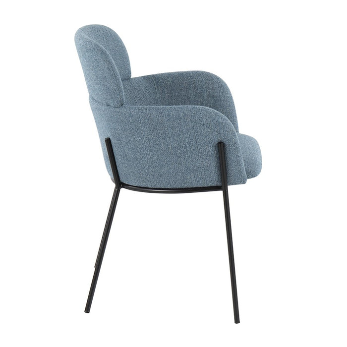LumiSource Milan Chair, Set of 2, Black Metal/Blue Noise Fabric