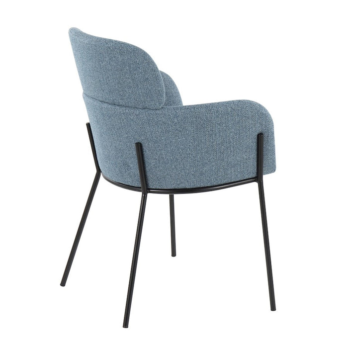 LumiSource Milan Chair, Set of 2, Black Metal/Blue Noise Fabric