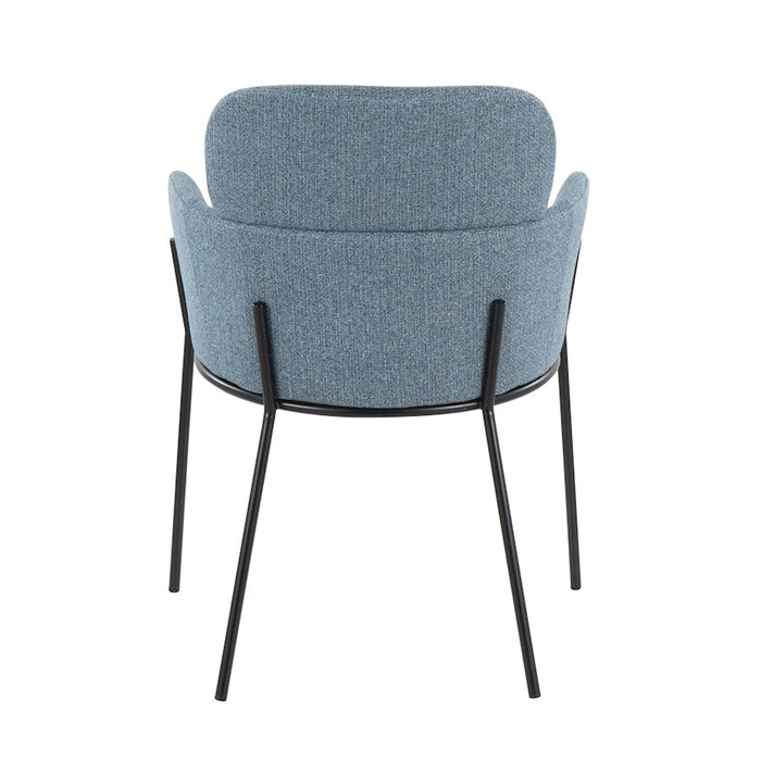 LumiSource Milan Chair, Set of 2, Black Metal/Blue Noise Fabric