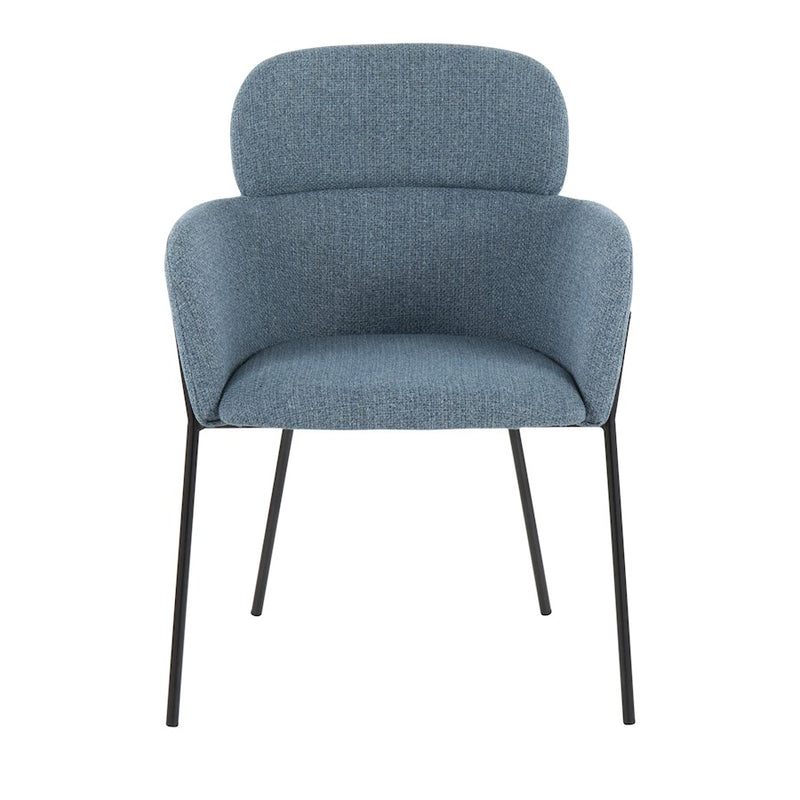 LumiSource Milan Chair, Set of 2, Black Metal/Blue Noise Fabric
