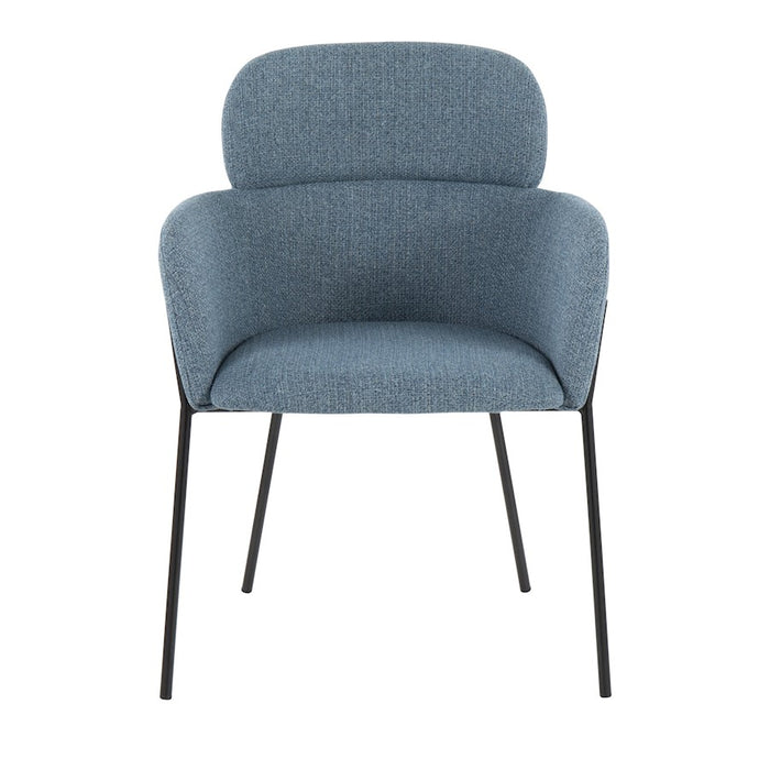 LumiSource Milan Chair, Set of 2, Black Metal/Blue Noise Fabric