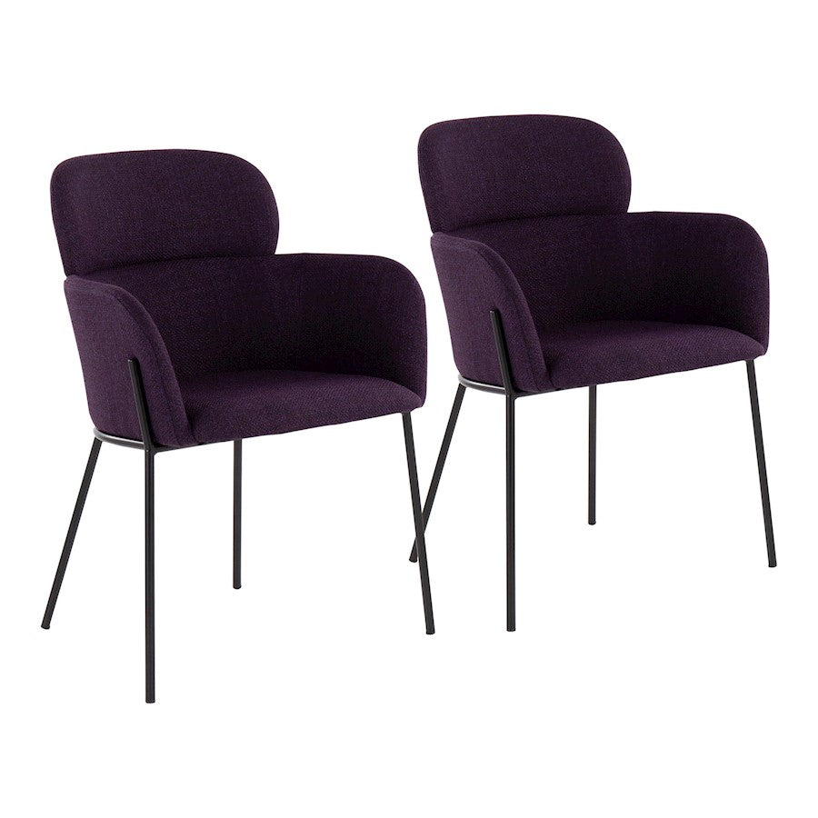 LumiSource Milan Chair, Set of 2, Black/PUrple Noise Fabric - CH-MILANBKNPR2