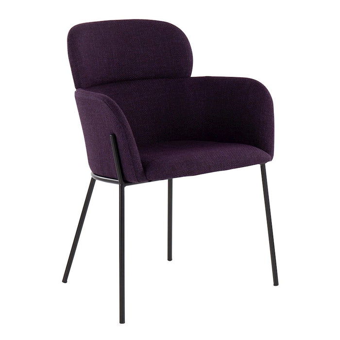 LumiSource Milan Chair, Set of 2, Black/PUrple Noise Fabric