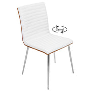 LumiSource Mason Swivel Chair Set of 2 | Walnut Wood Back & Off-White PU Seat | Dining Room & Office Seating | Model CH-MSNSWVWL-W2