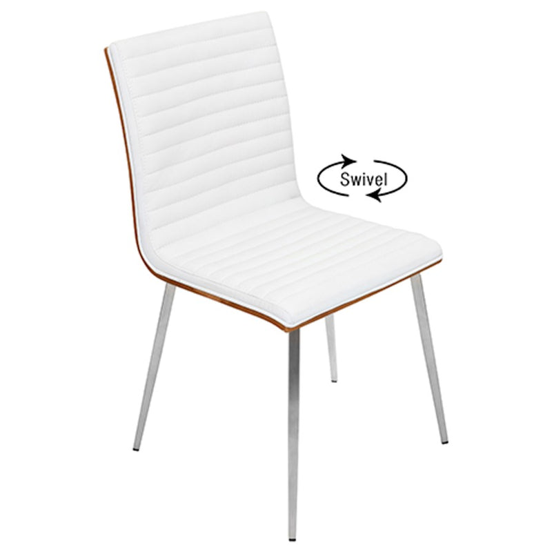 LumiSource Mason Swivel Chair Set of 2 | Walnut Wood Back & Off-White PU Seat | Dining Room & Office Seating | Model CH-MSNSWVWL-W2