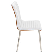 LumiSource Mason Swivel Chair Set of 2 | Walnut Wood Back & Off-White PU Seat | Dining Room & Office Seating | Model CH-MSNSWVWL-W2