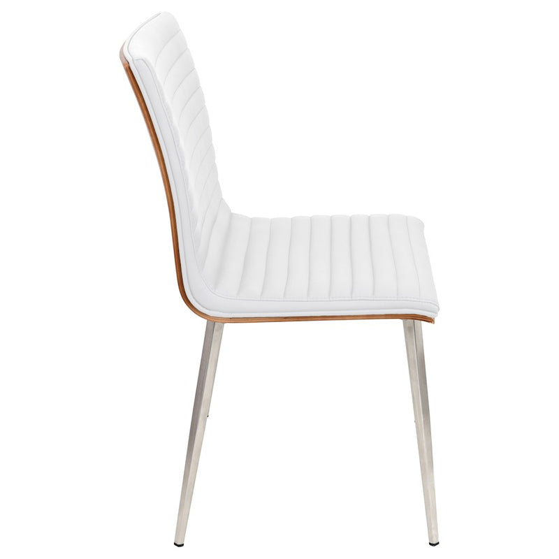 LumiSource Mason Swivel Chair Set of 2 | Walnut Wood Back & Off-White PU Seat | Dining Room & Office Seating | Model CH-MSNSWVWL-W2