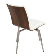 LumiSource Mason Swivel Chair Set of 2 | Walnut Wood Back & Off-White PU Seat | Dining Room & Office Seating | Model CH-MSNSWVWL-W2