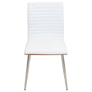 LumiSource Mason Swivel Chair Set of 2 | Walnut Wood Back & Off-White PU Seat | Dining Room & Office Seating | Model CH-MSNSWVWL-W2