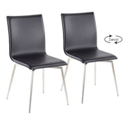 LumiSource Mason Chair, Set of 2, Brushed Steel/Black - CH-MSNUPSWVSSBK2