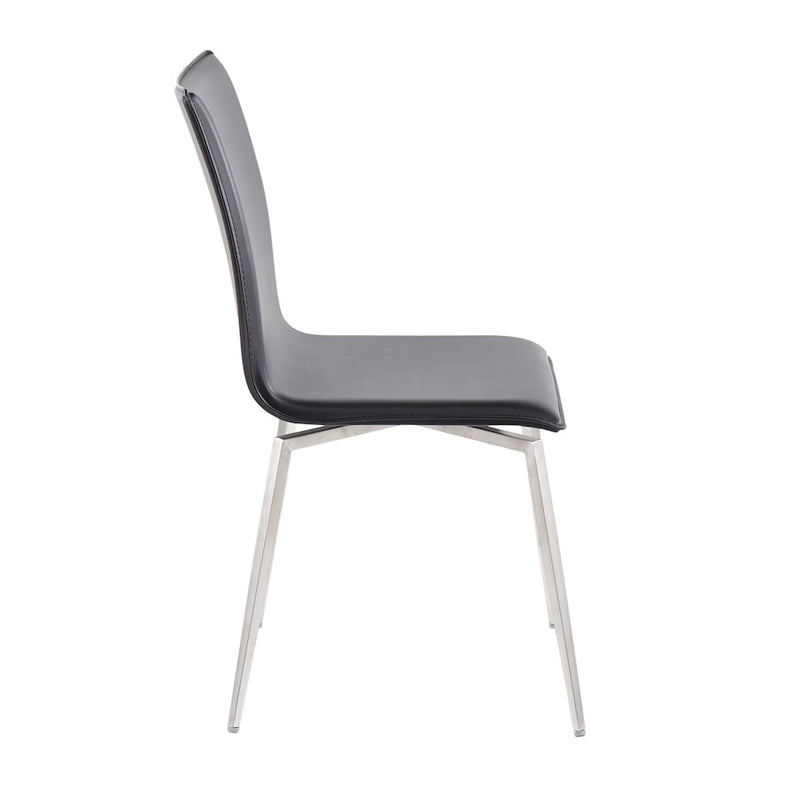 LumiSource Mason Chair, Set of 2, Brushed Steel/Black