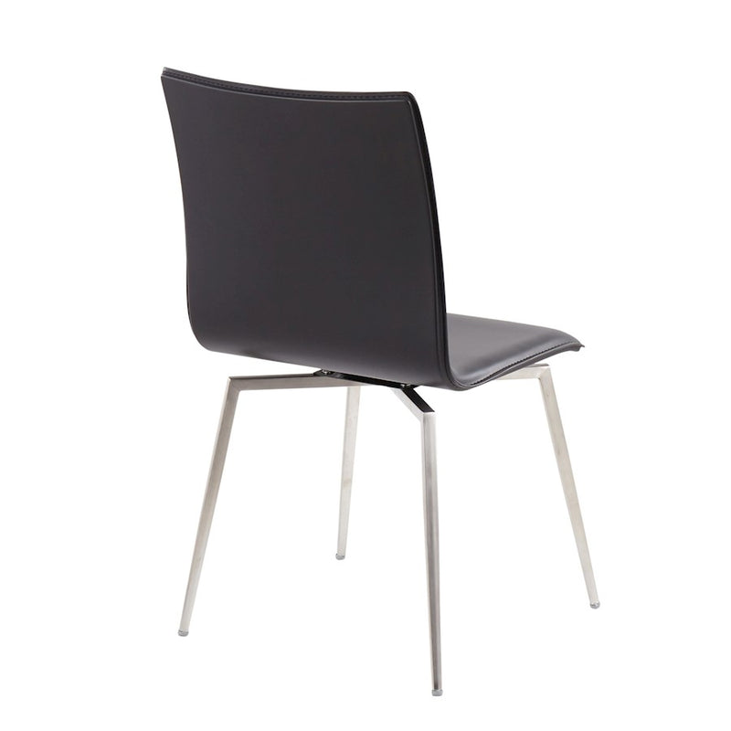 LumiSource Mason Chair, Set of 2, Brushed Steel/Black