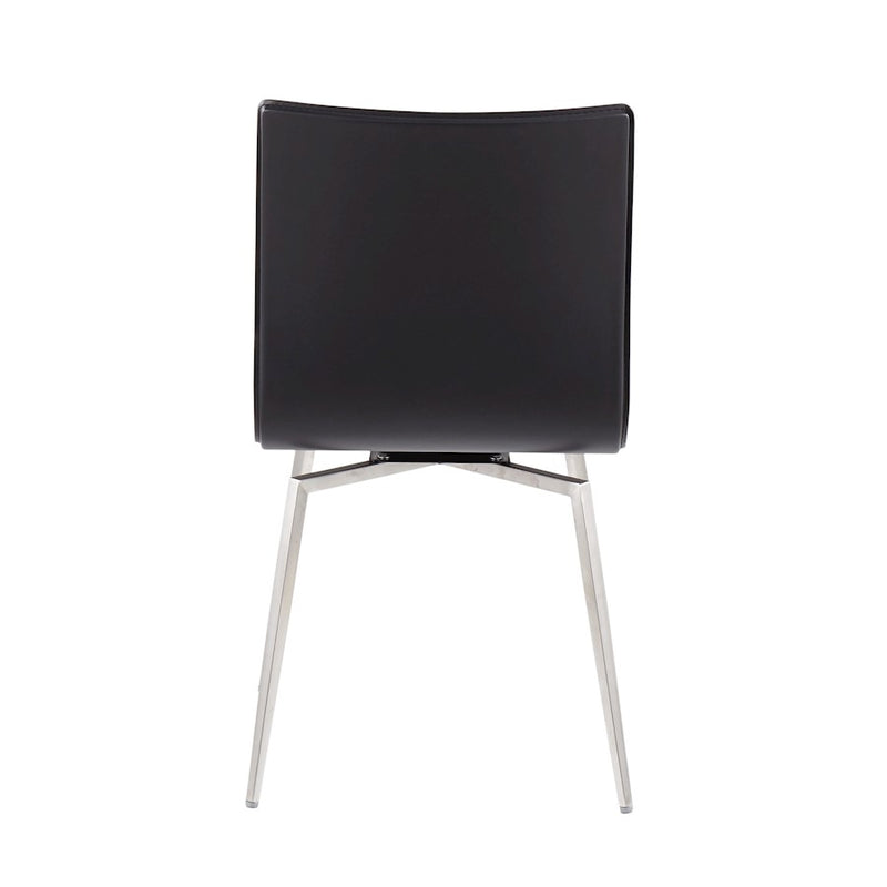 LumiSource Mason Upholstered Swivel Chair Set of 2 | Brushed Steel & Black PU Leather | Dining Room & Office Seating | Model CH-MSNUPSWVSSBK2