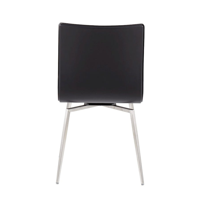 LumiSource Mason Chair, Set of 2, Brushed Steel/Black